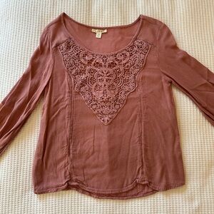 Pretty Pink Lace Long-Sleeve Shirt (XS)